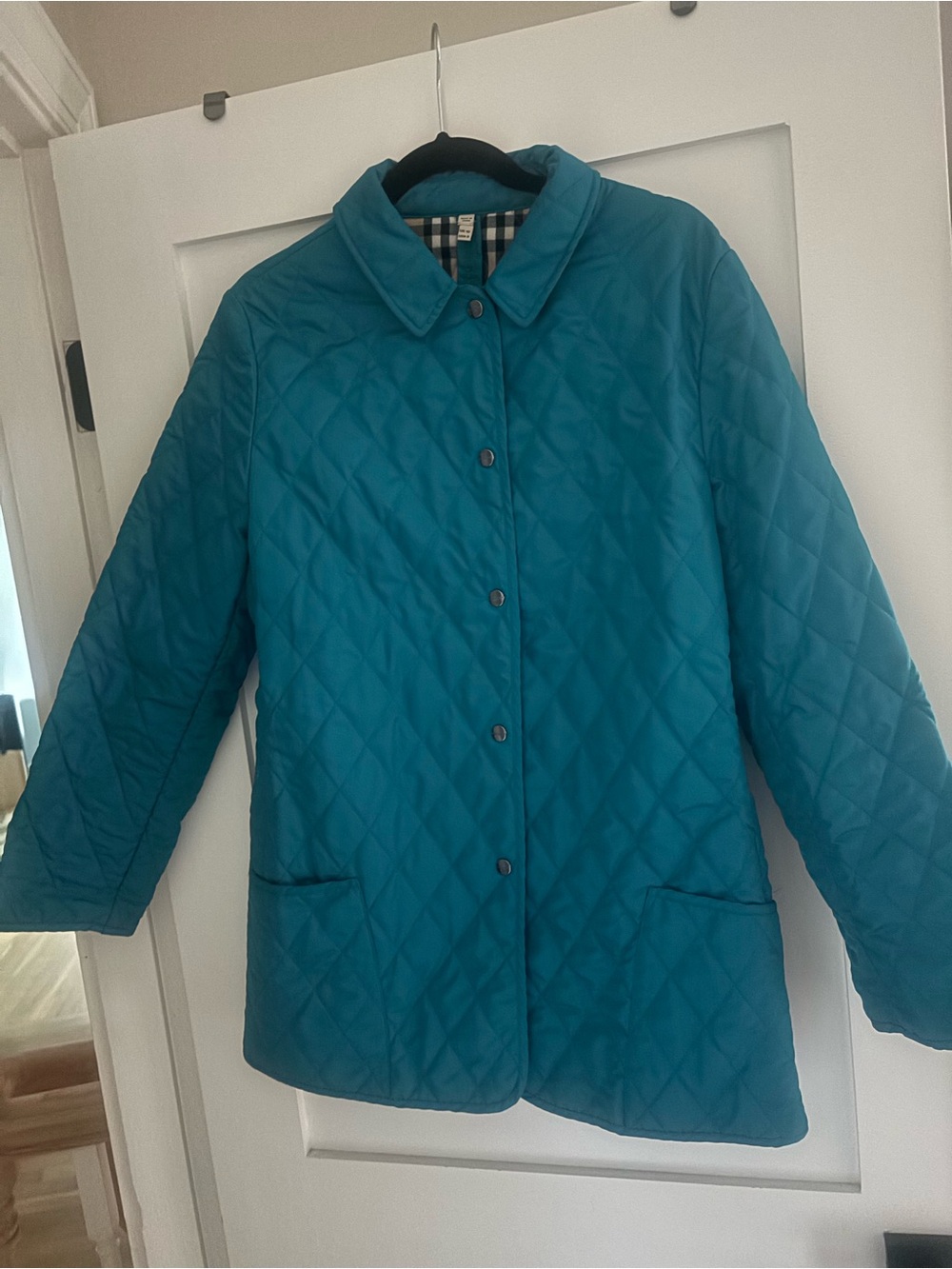 Burberry Quilted Teal Diamond-Stitch Jacket